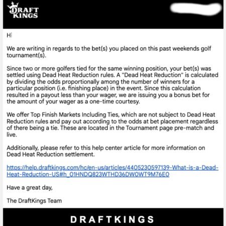 DraftKings Emails Golf Bettors About Bets They Didn’t Make